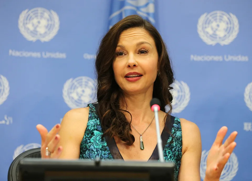 Ashley Judd speaks at a news conference held to announce her appointment as a U.N. Population Fund's Goodwill Ambassador in 2016.