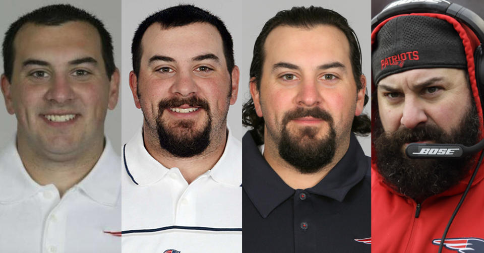 The progression of Matt Patricia’s beard from 2004-18 is magnificent. (Getty)