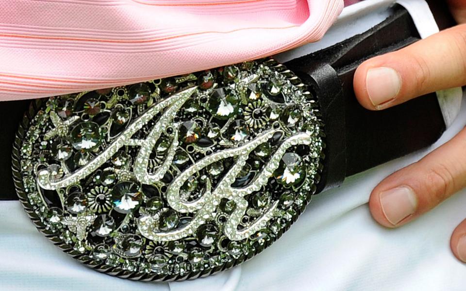 Anthony Kim wears a decorative belt buckle during the final round of the AT&T National held on the Blue Golf Course at Congressional Country Club on July 6, 2008 in Bethesda, Maryland.