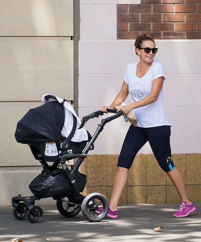 Michelle Bridges with her son Axel. Photo: Getty