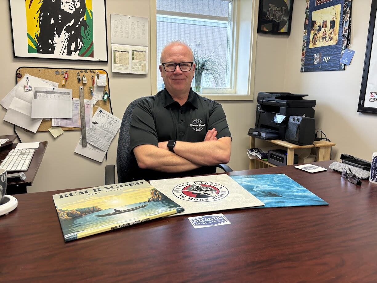 Robert Buck, president of Atlantic Music and Merchandise, has helped prepare vinyl releases for acts like Rum Ragged, Nick Earle and Valmy. (Sarah Blackmore/CBC  - image credit)