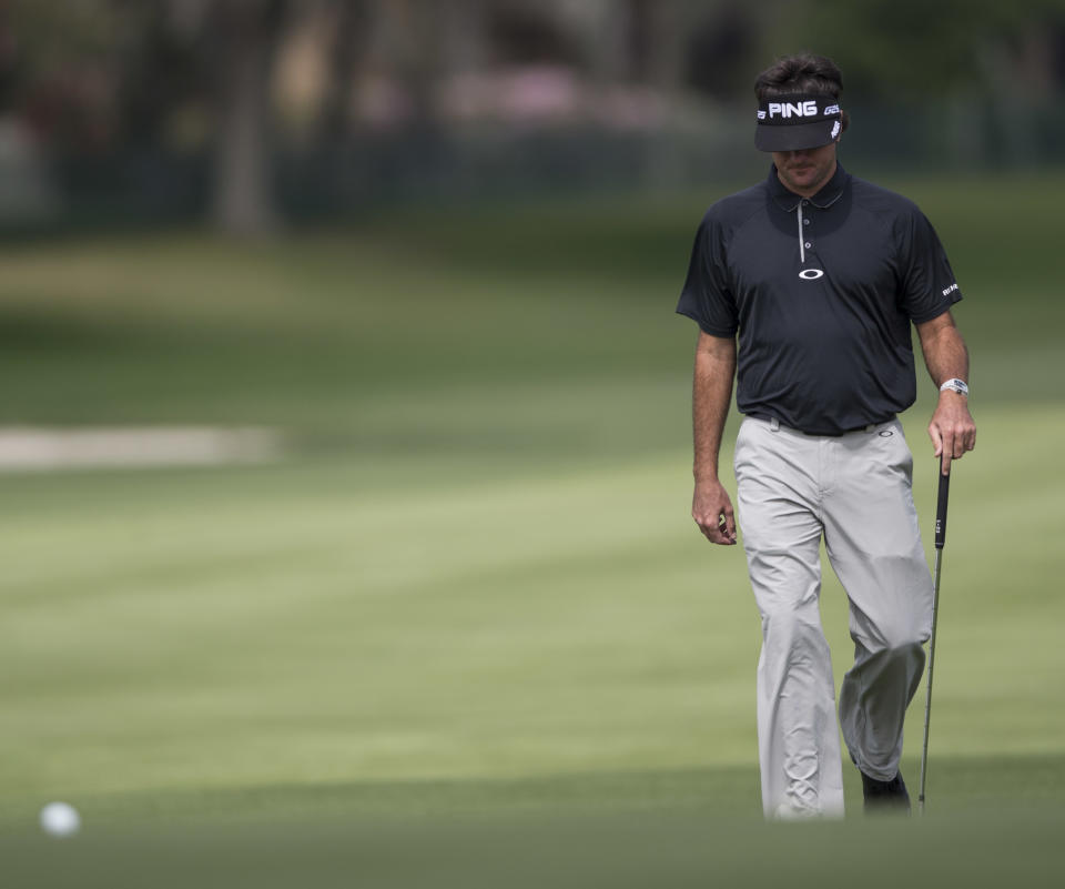 Bubba Watson walks up the fairway on the fifth hole during the first round of the Arnold Palmer Invitational golf tournament at Bay Hill Thursday March 20, 2014, in Orlando, Fla. (AP Photo/ Willie J. Allen Jr.)
