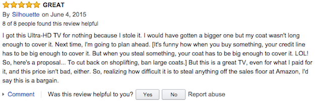 tv review coat stolen