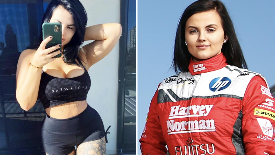 Renee Gracie, pictured here on Instagram and in V8 Supercars.
