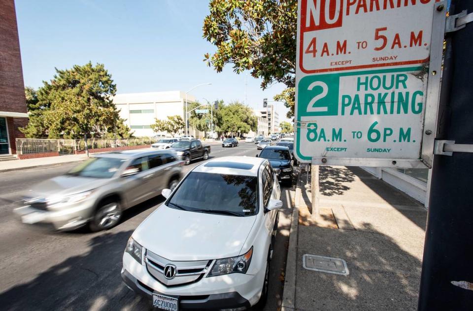 Street parking on H Street in Modesto, Calif., Thursday, Oct. 10, 2019.