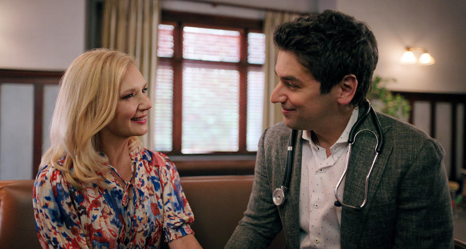 Teryl Rothery as Muriel St. Claire and Mark Ghanime as Dr. Cameron Hayek in 