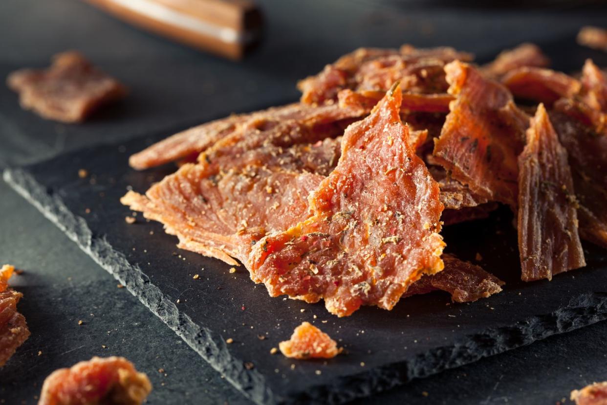 healthy dry turkey jerky with herbs and spices