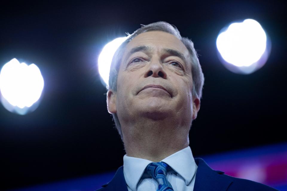 British far-right politician Nigel Farage speaks at the Conservative Political Action Conference (CPAC) annual meeting at the Gaylord National Resort and Convention Center on March 3, 2023 in National Harbor, Maryland. (Photo by Brendan Smialowski / AFP) (Photo by BRENDAN SMIALOWSKI/AFP via Getty Images)