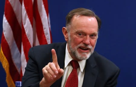 Tibor Nagy, the U.S. Assistant Secretary of State for Africa, speaks during a news conference on the case of Sudan, in the U.S. Embassy in Addis Ababa