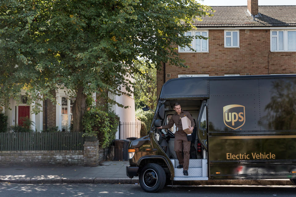 Camión eléctrico de UPS, en Londres, en 2018. (Jeremie Souteyrat/The New York Times)