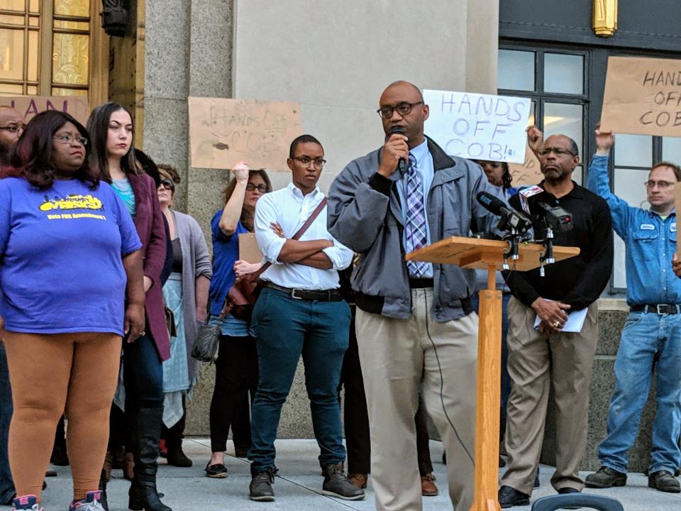 Sekou Franklin, an organizer with Oversight Community Now, talks about a campaign to encourage the state's top recruits to leave Tennessee.