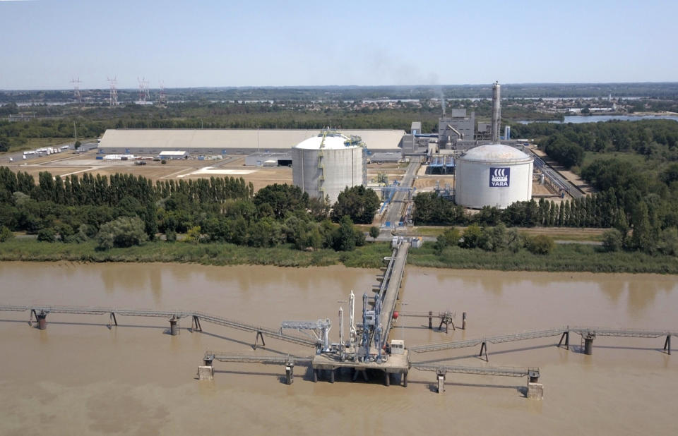 A general view of a factory of Norwegian chemical company Yara International ASA, at Ambes near Bordeaux, south-western France August 6, 2020. (Photo by MEHDI FEDOUACH / AFP) 