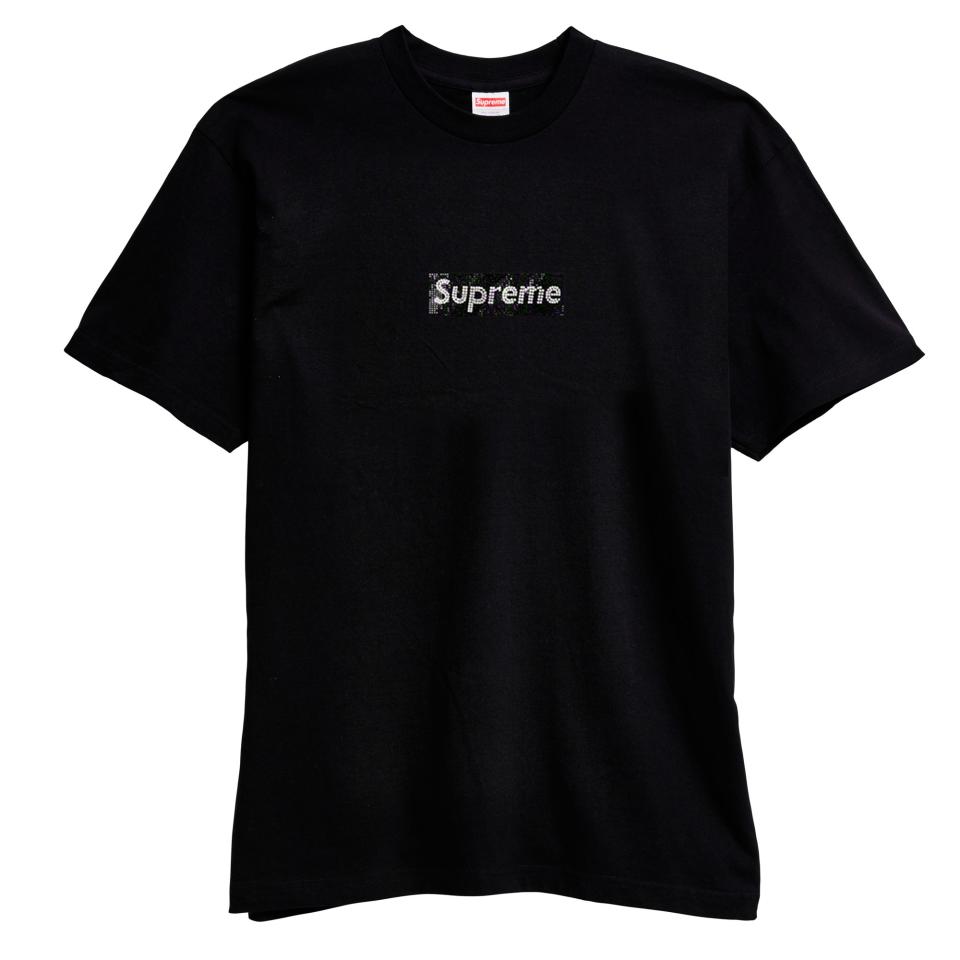 Supreme x Swarovski “Box Logo”
Supreme celebrated 25 years of box-logo madness with a sparkling bang—this Swarovski-crystal-studded logo tee, which has been seen listed on eBay for over $1,000.