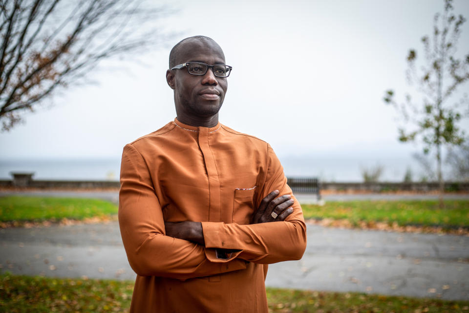 Though he supports police reform, Ali Dieng, one of two Independents on Burlington’s City Council, voted against the defunding measure in June 2020 (Hannah Rappleye / NBC News)