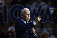 Democratic presidential candidate former Vice President Joe Biden speaks during a campaign event at Iowa Central Community College, Tuesday, Jan. 21, 2020, in Fort Dodge, Iowa. (AP Photo/Matt Rourke)