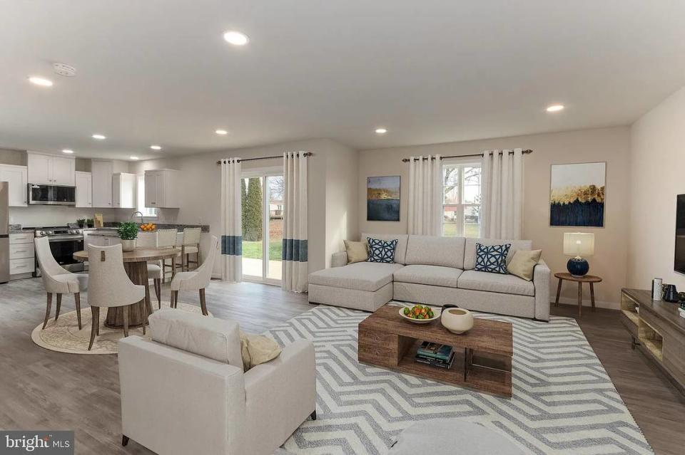 A look inside living room and kitchen at 124 Claren Court in Millheim. Photo shared with permission from home’s listing agent, Parker Wolfe of Prime Home Real Estate, LLC.