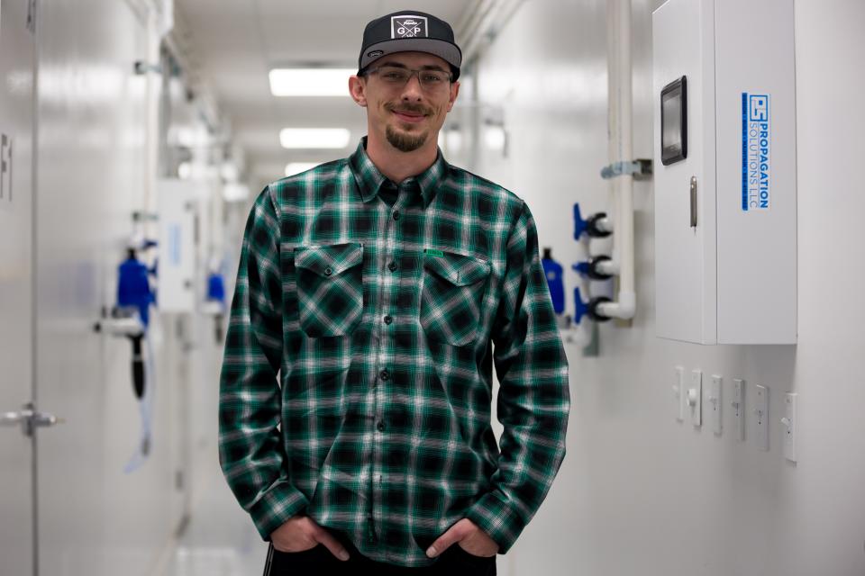 Daniel Neufeld, Director of Operations of Green Paradise, stands for a portrait at the Green Paradise cannabis grow facility in Sunland Park, NM, on Wednesday, Jan. 31, 2024.