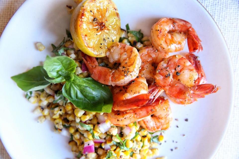 Lemon Shrimp with Basil-Corn Salad