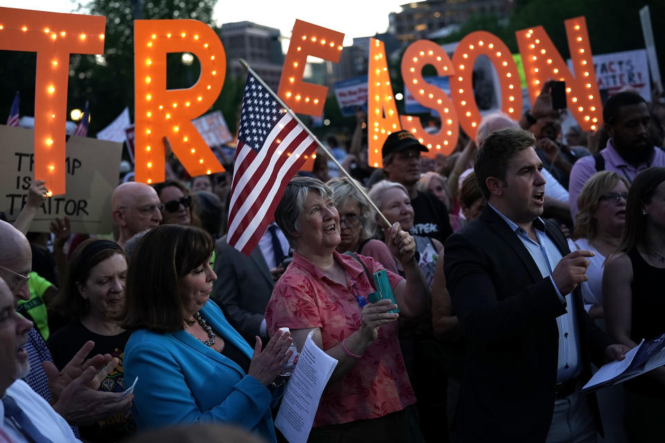 <p>Activists participate in a vigil in front of the White House on July 18, 2018, in Washington, D.C. (Photo: Alex Wong/Getty Images) </p>