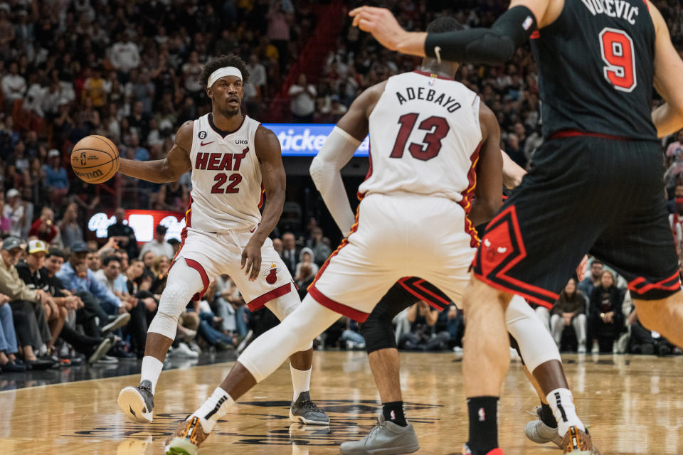 Jimmy Butler and the Miami Heat advanced from the play-in tournament all the way to the 2023 NBA Finals. (Bryan Cereijo/Getty Images)