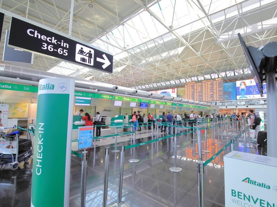 Alitalia check in counter Leonardo da Vinci Fiumicino airport