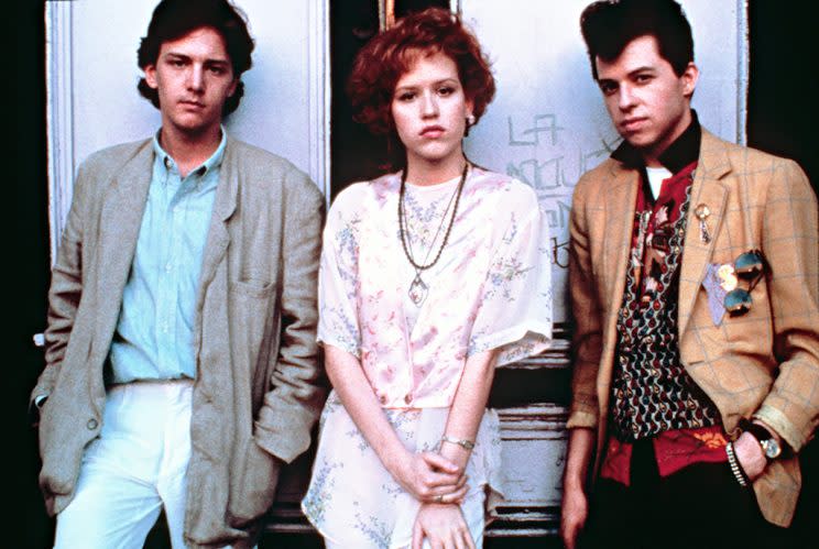 Andrew McCarthy, Molly Ringwald and Jon Cryer in Pretty in Pink. (Credit: Everett Collection)