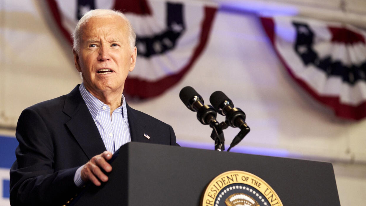  US President Joe Biden during a campaign event in Madison, Wisconsin. 