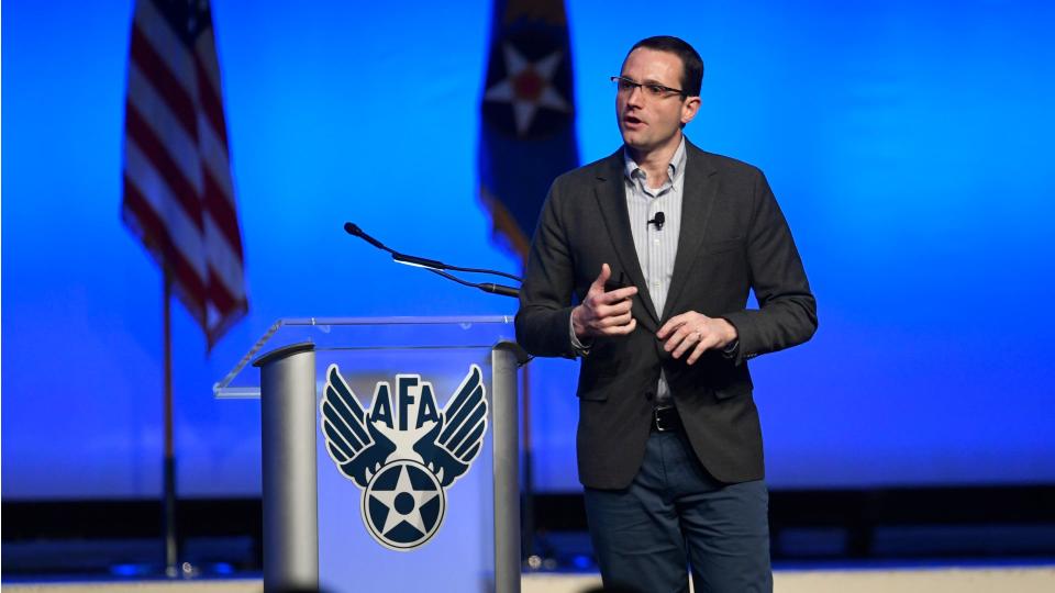 Will Roper, then-assistant secretary of the Air Force for Acquisition, Technology, and Logistics, speaks at the annual Air Force Association (now the Air & Space Forces Association) conference in Washington, D.C. in 2019. <em>USAF</em>