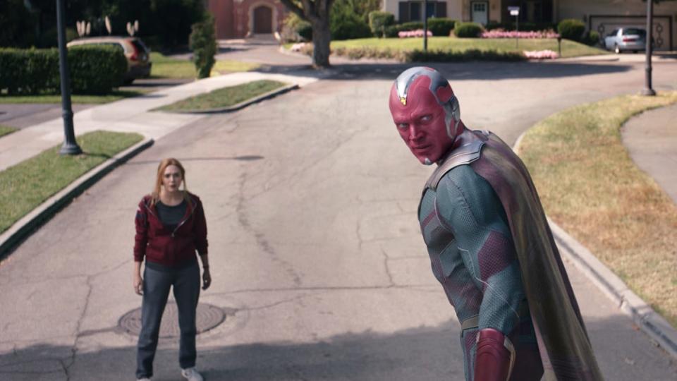 <div class="inline-image__caption"><p>Elizabeth Olsen as Wanda Maximoff and Paul Bettany as Vision in Marvel Studios’ ‘WandaVision.’</p></div> <div class="inline-image__credit">Marvel Studios</div>