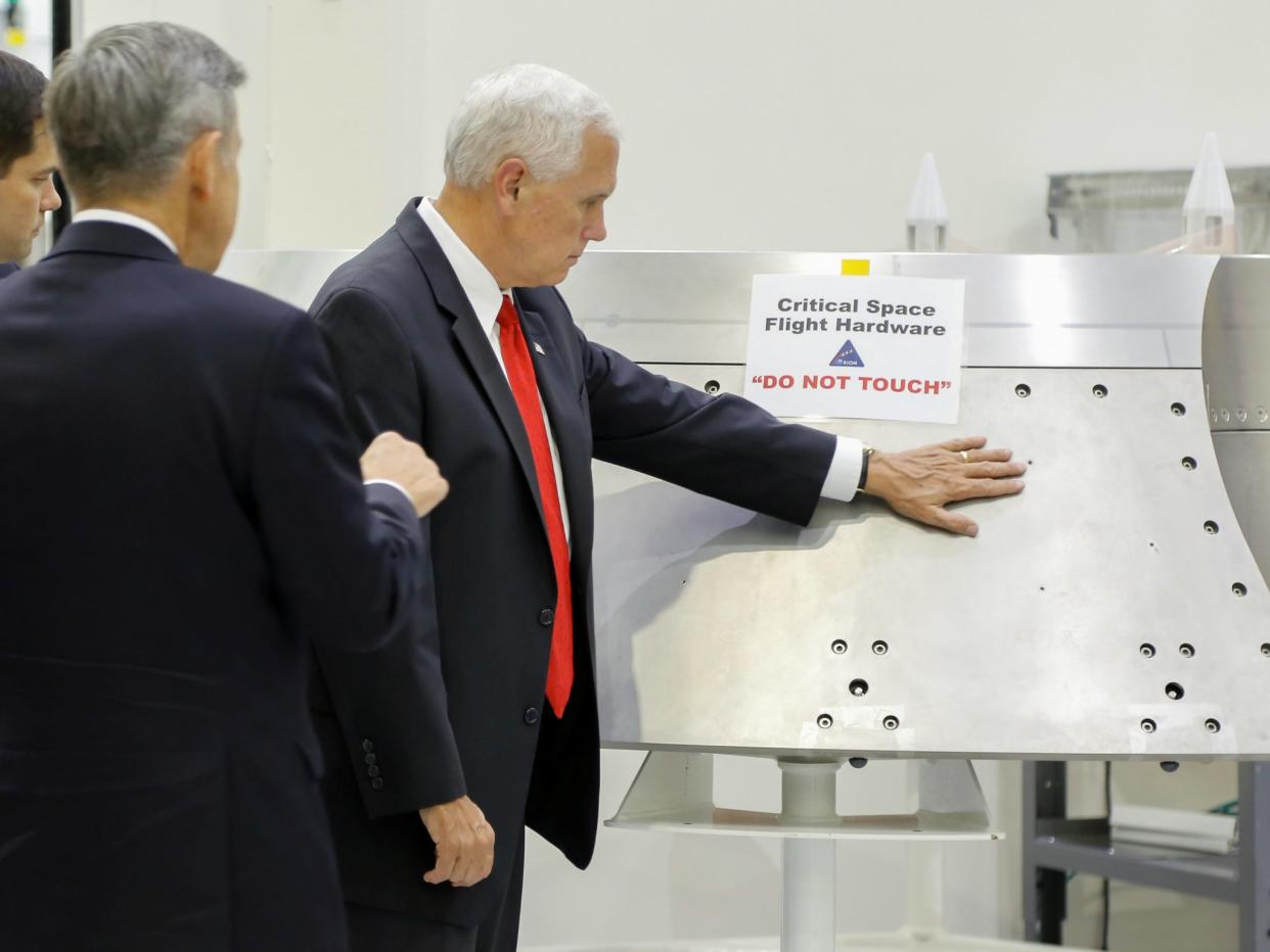 The Vice President got in on the joke after a picture of him touching a piece of Nasa equipment went viral: Mike Brown/Reuters