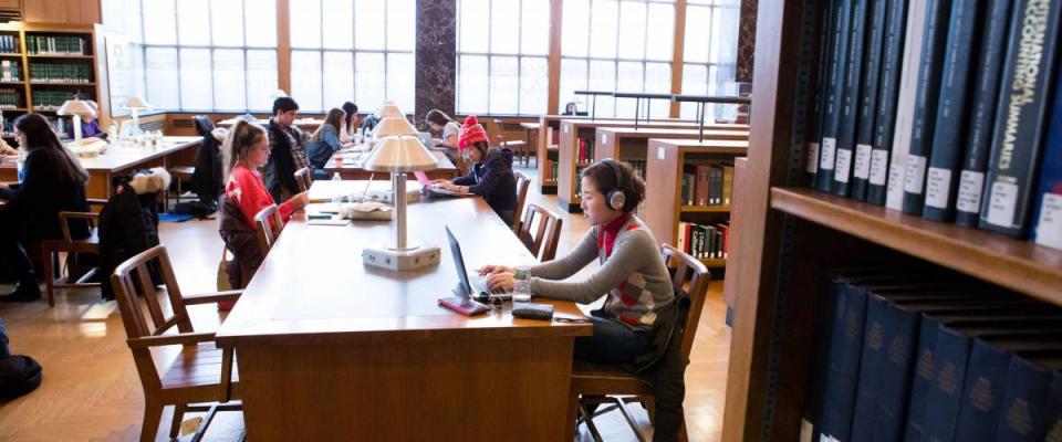 Students studying in library at Princeton University