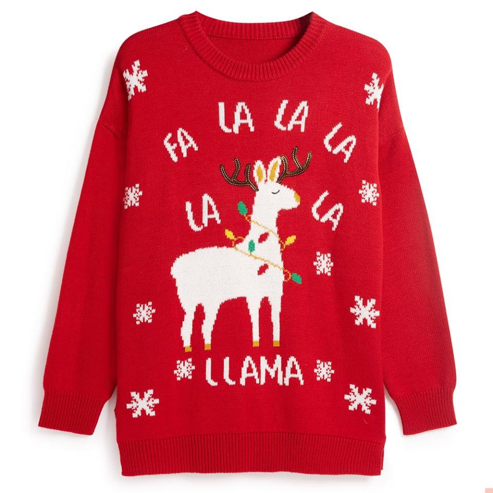 <p>Llama Xmas jumper, £12</p>