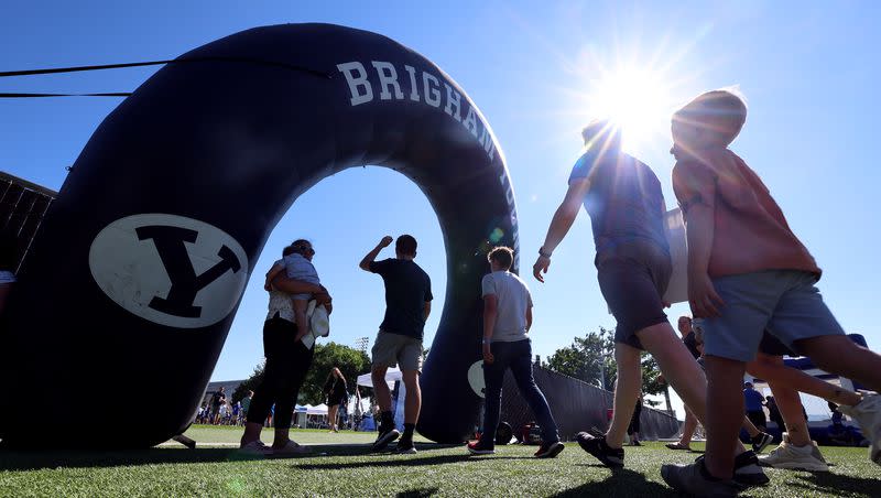 BYU holds a party to celebrate their move into the Big 12 Conference with music, games and sports exhibits in Provo on Saturday, July 1, 2023.