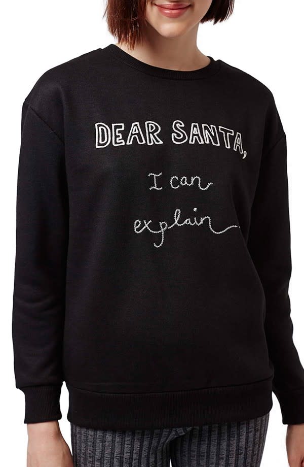 Let your sweater say everything you can’t. (Topshop, $74)