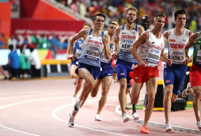 Wightman (left) came fifth in the 1500m final at last year's World Championships (Martin Rickett/PA).