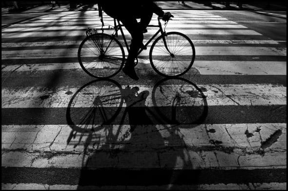 USA, New York City, Close up of cycling person