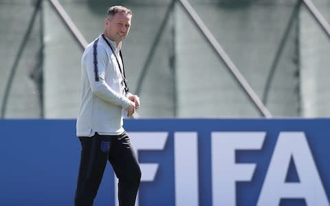 England First team coach Steve Holland keeps his tactics close to his chest during England training - Credit: Alex Morton/Getty Images