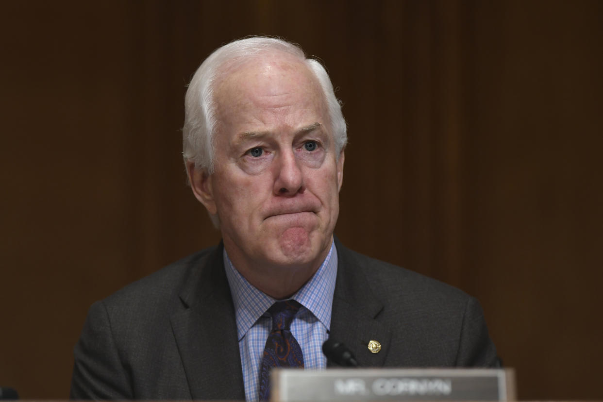 Sen. John Cornyn said Donald Trump's call with the Ukrainian president, in which Trump repeatedly pressured him to investigate Joe Biden during a conversation about U.S. aid to Ukraine, was definitely not a quid pro quo. But he wouldn't say why not. (Photo: ASSOCIATED PRESS)