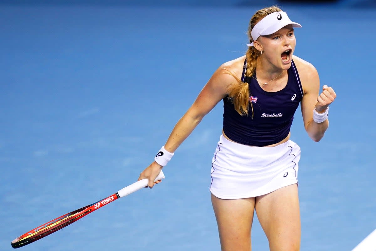 Harriet Dart celebrates during her win over Ajla Tomljanovic (Jane Barlow/PA) (PA Wire)