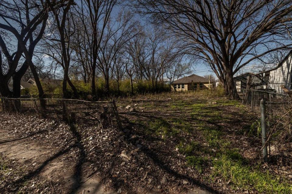 An empty lot in the Greenway neighborhood of Fort Worth in February. Greenway is getting increased attention from home builders looking to purchase land close to downtown which increases property taxes for residents who might not be able to afford the hefty prices.