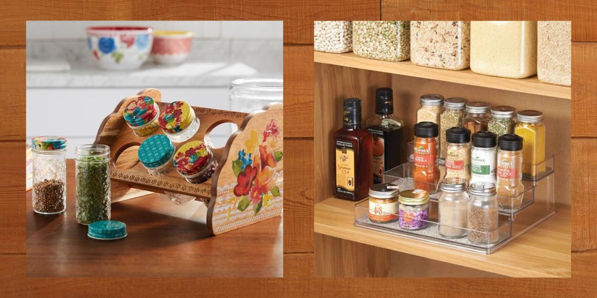 Orii 18-Jar Bamboo Counter To Drawer Spice Rack