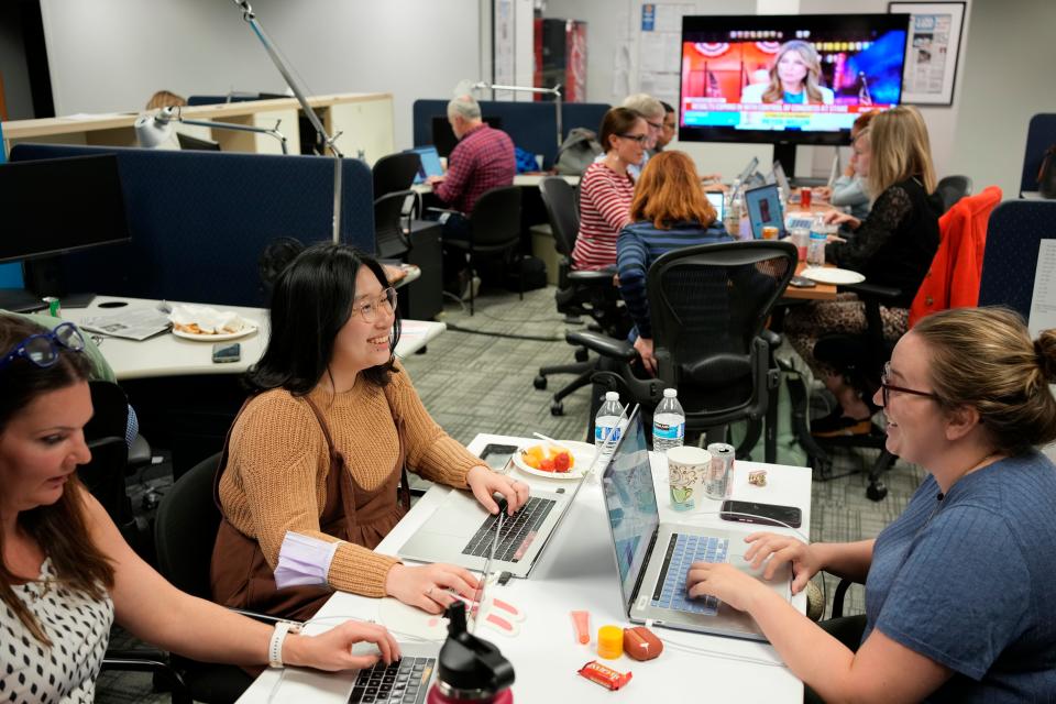 Members of USA TODAY staff work to cover the midterm elections in the Washington, D.C. bureau.