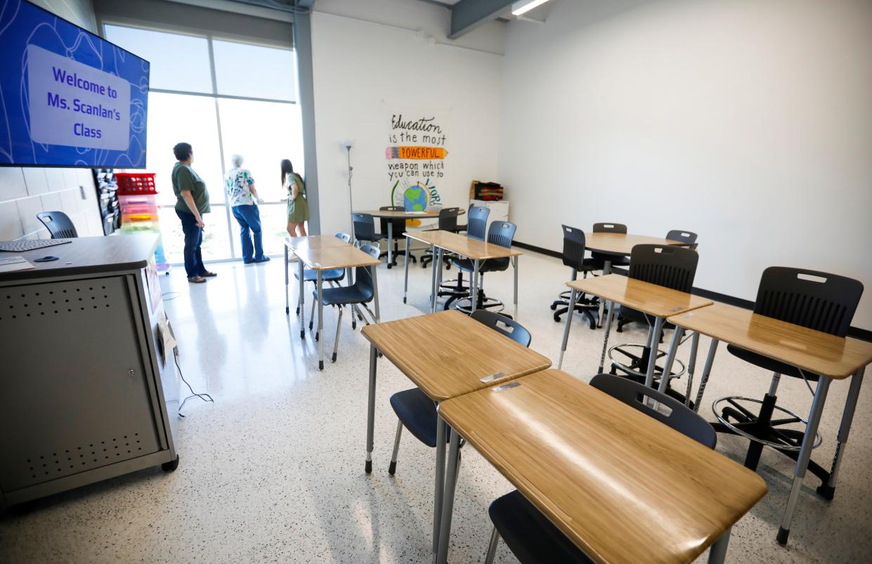 A view of Jarrett Middle School from a ribbon-cutting ceremony in early April.