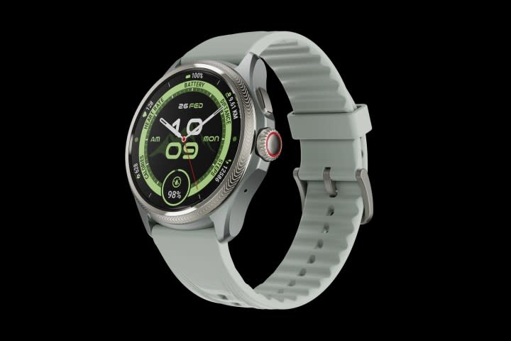 A promotional image of the Mobvoi TicWatch Pro 5 Enduro in Slate Grey.