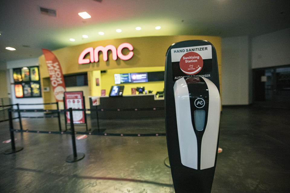 SAN DIEGO, CALIFORNIA - SEPTEMBER 04: General view of the atmosphere at AMC La Jolla 12 on September 04, 2020 in San Diego, California. San Diego is the first major California market to see indoor movie theaters reopening with the AMC Cinemas and Regal Cinemas chains back in business this weekend. AMC is reopening seven of its nine sites in San Diego County on Friday, a spokesman said. The reopenings are coming with Warner Bros. planning to launch its oft-delayed Christopher Nolan thriller “Tenet” in U.S. theaters on Thursday. (Photo by Daniel Knighton/Getty Images)