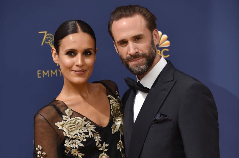 Maria Dolores Dieguez (L) and Joseph Fiennes attend the Primetime Emmy Award at the Microsoft Theater in downtown Los Angeles in 2018. File Photo by Christine Chew/UPI