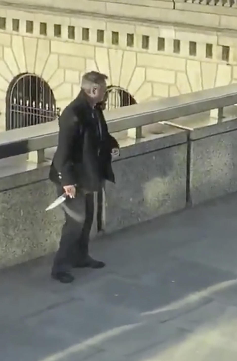 Man wielding knife taken from attacker who shot dead two innocent people on London Bridge.