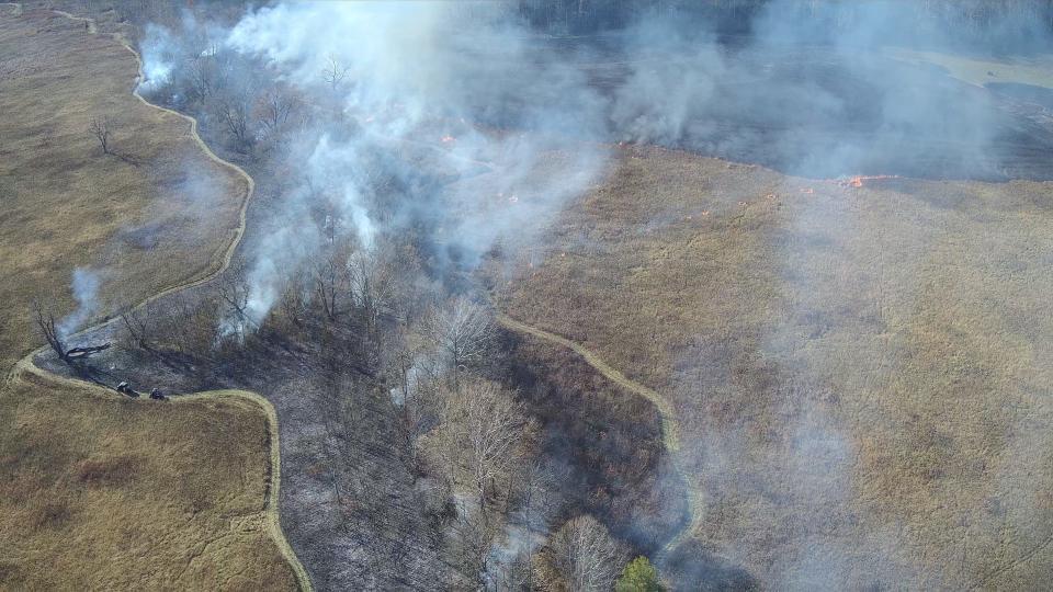 The controlled burn operations in Cades Cove this fall were the first to use drone technology to set and monitor fires in the park. Drones can safely ignite fires in areas that pose increased risk to fire personnel and offer a cost-effective alternative to aerial support from helicopters.