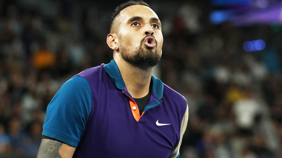 Nick Kyrgios, pictured here in action against Dominic Thiem at the Australian Open.