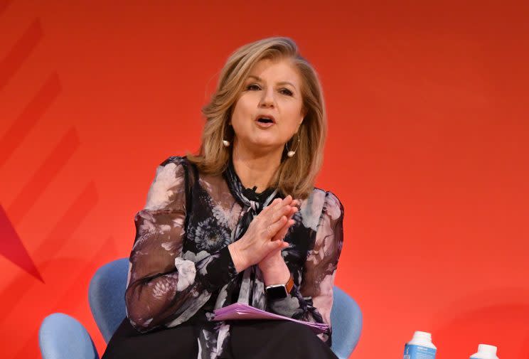 Arianna Huffington speaks onstage during the THRIVE with Arianna Huffington panel at The Town Hall during 2016 Advertising Week New York on September 28, 2016 in New York City. (Photo by Slaven Vlasic/Getty Images for Advertising Week New York)